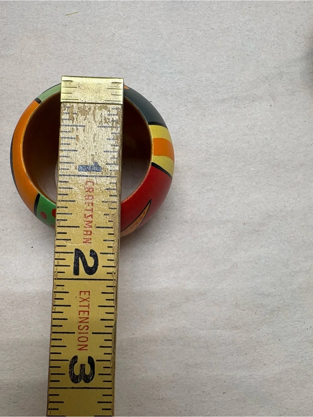 Colorful Hand-Painted Wooden Napkin Ring Set - Bright Orange & Multi